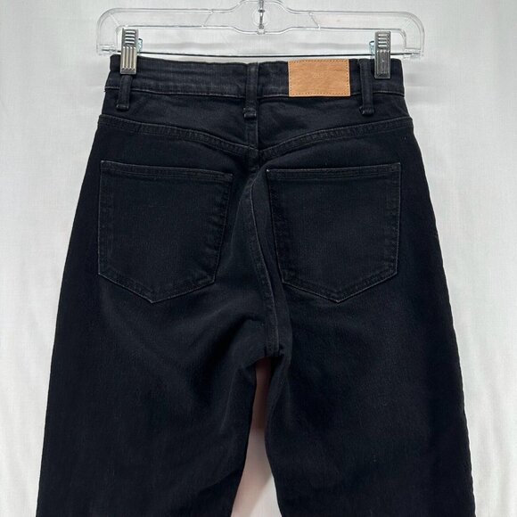 ZARA Jeans Womens Size 2 High Rise Straight Stretch Dark Washed Denim Black - Picture 5 of 10